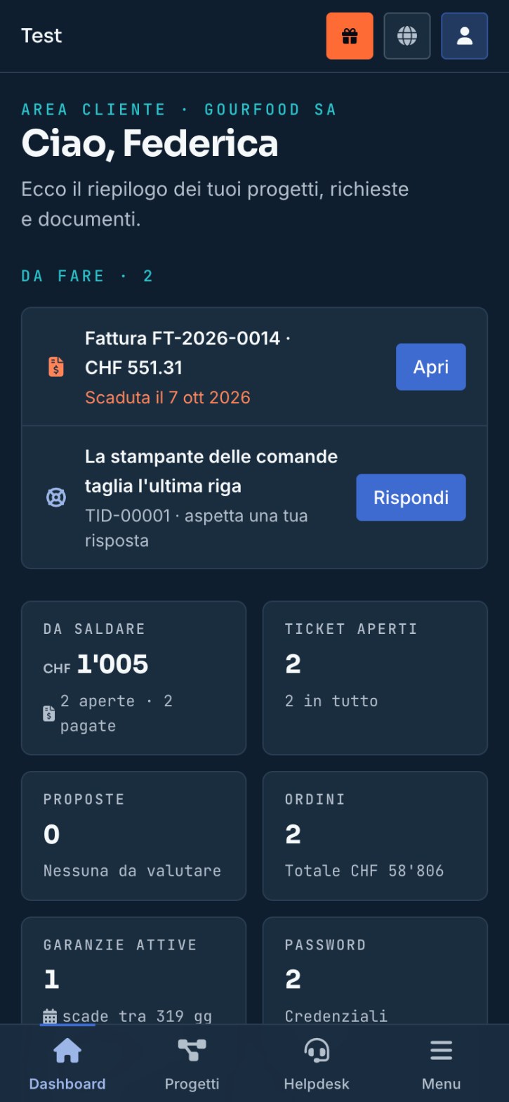 App Regia su telefono: l'area riservata del cliente